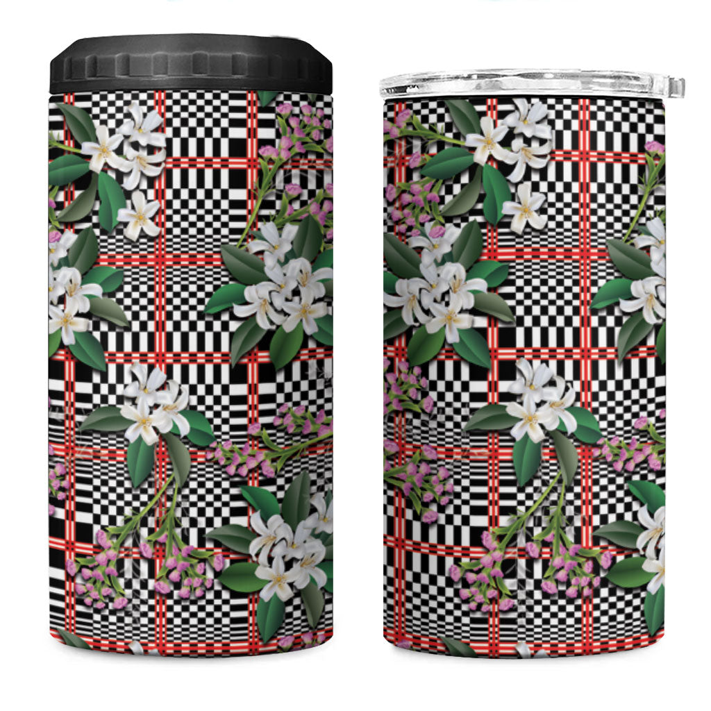 Red Binakol Motifs With Jasminum Sambac 4 in 1 Can Cooler Tumbler Mabuhay Philippines Festival DT05 One Size: 16 oz Red - Polynesian Pride