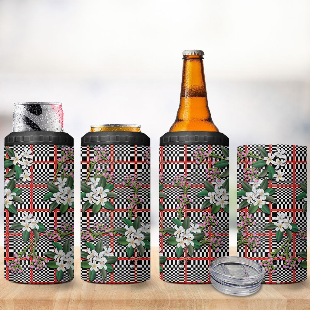 Red Binakol Motifs With Jasminum Sambac 4 in 1 Can Cooler Tumbler Mabuhay Philippines Festival DT05 - Polynesian Pride