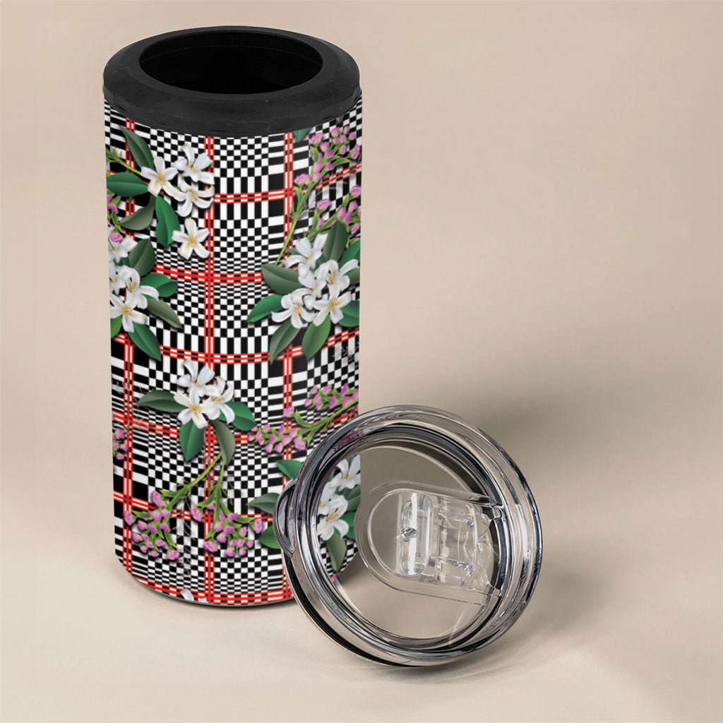 Red Binakol Motifs With Jasminum Sambac 4 in 1 Can Cooler Tumbler Mabuhay Philippines Festival DT05 - Polynesian Pride