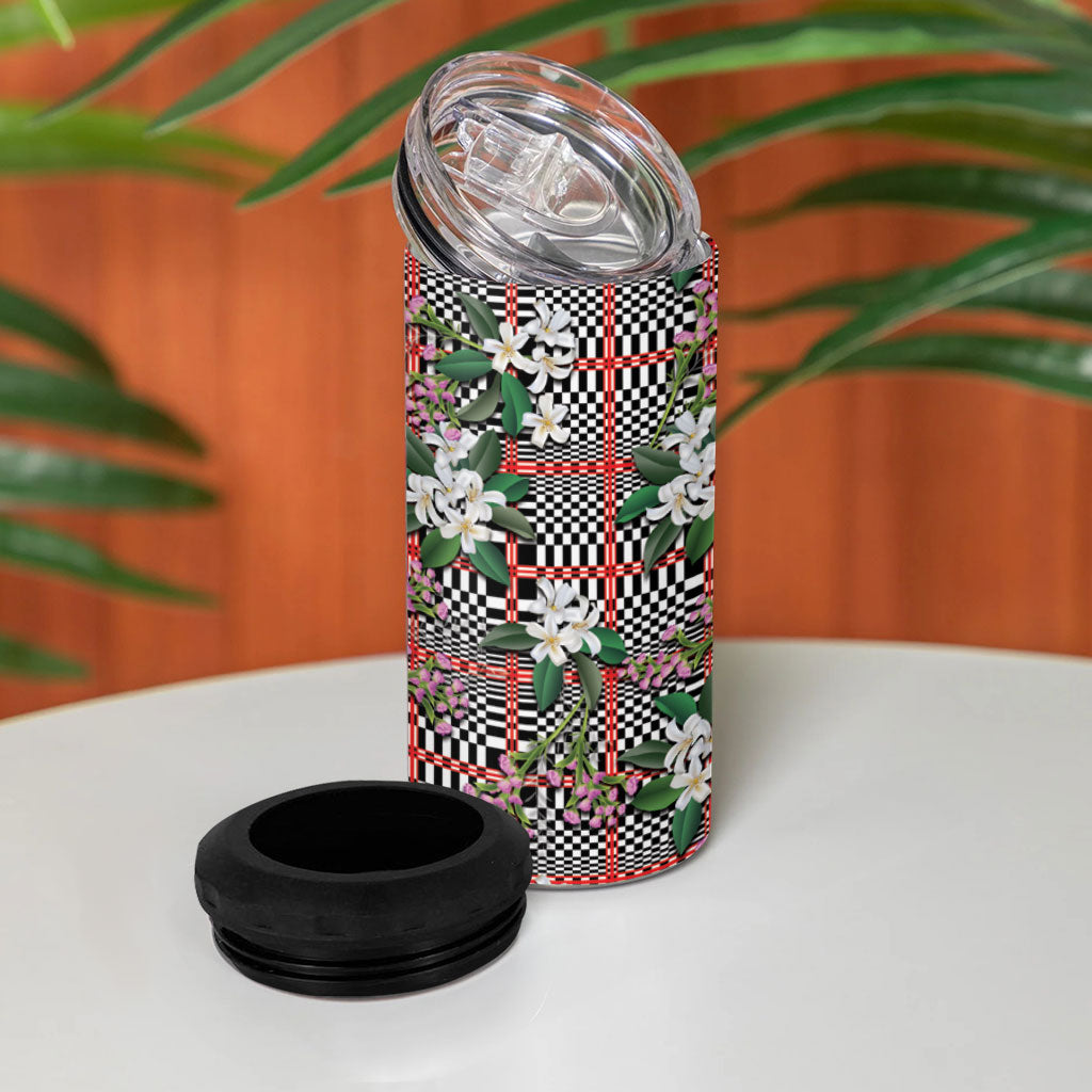 Red Binakol Motifs With Jasminum Sambac 4 in 1 Can Cooler Tumbler Mabuhay Philippines Festival DT05 - Polynesian Pride