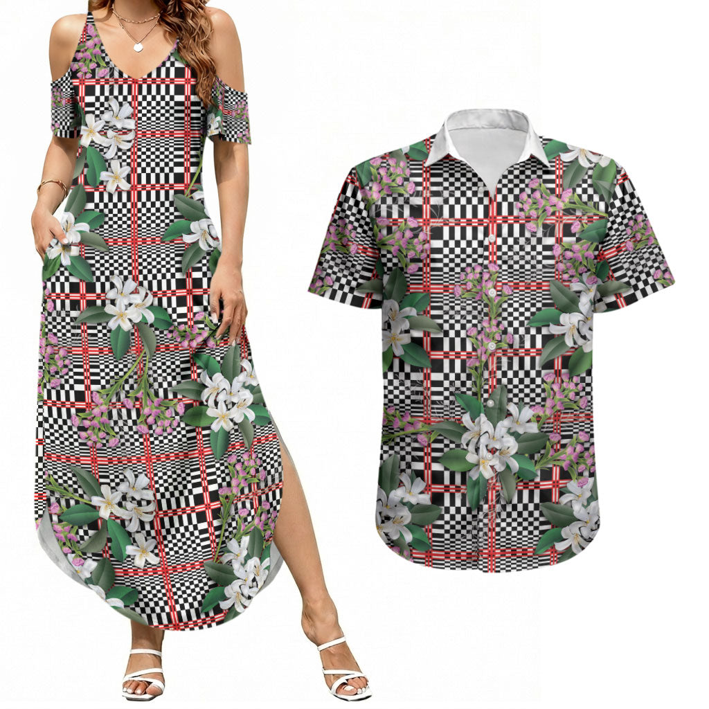 Red Binakol Motifs With Jasminum Sambac Couples Matching Summer Maxi Dress and Hawaiian Shirt Mabuhay Philippines Festival DT05 Red - Polynesian Pride