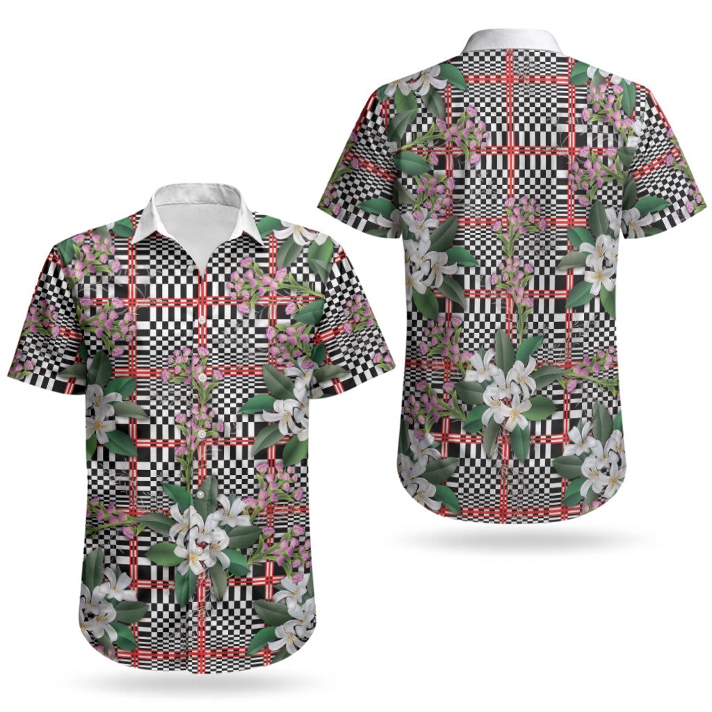 Red Binakol Motifs With Jasminum Sambac Couples Matching Summer Maxi Dress and Hawaiian Shirt Mabuhay Philippines Festival DT05 - Polynesian Pride