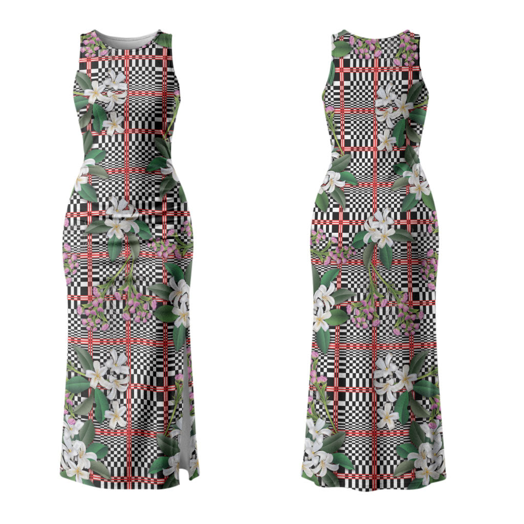 Red Binakol Motifs With Jasminum Sambac Couples Matching Tank Maxi Dress and Long Sleeve Button Shirt Mabuhay Philippines Festival DT05 - Polynesian Pride