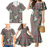 Red Binakol Motifs With Jasminum Sambac Family Matching Mermaid Dress and Hawaiian Shirt Mabuhay Philippines Festival DT05 - Polynesian Pride