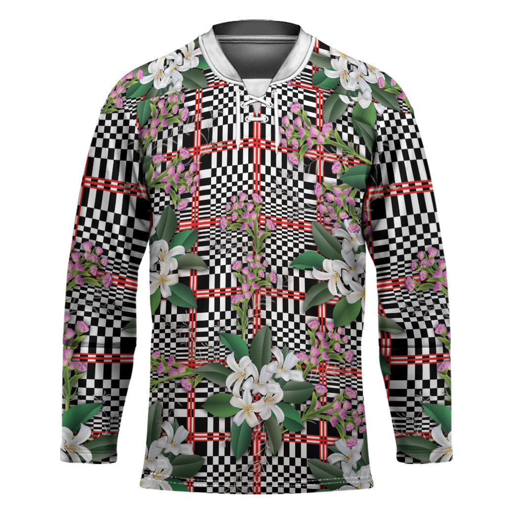 Red Binakol Motifs With Jasminum Sambac Hockey Jersey Mabuhay Philippines Festival DT05 Unisex Red - Polynesian Pride