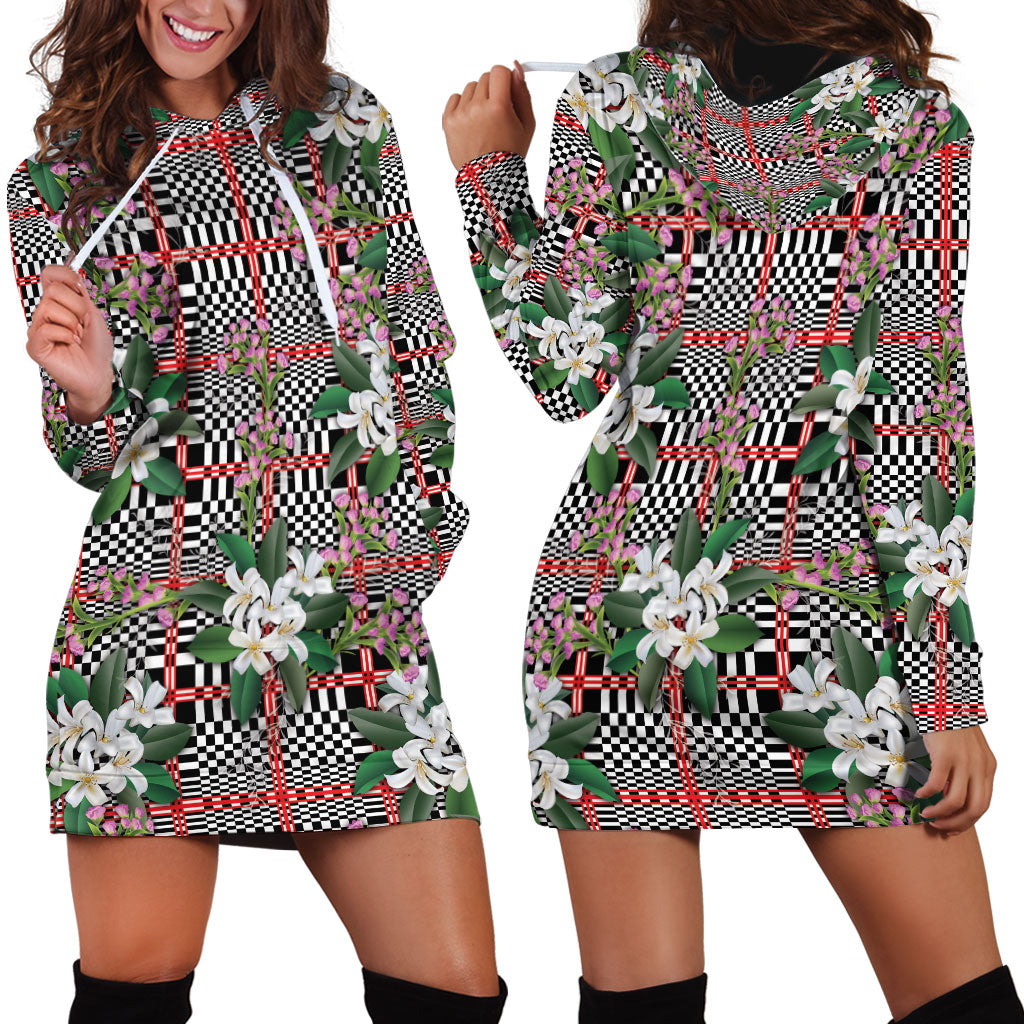 Red Binakol Motifs With Jasminum Sambac Hoodie Dress Mabuhay Philippines Festival DT05 - Polynesian Pride