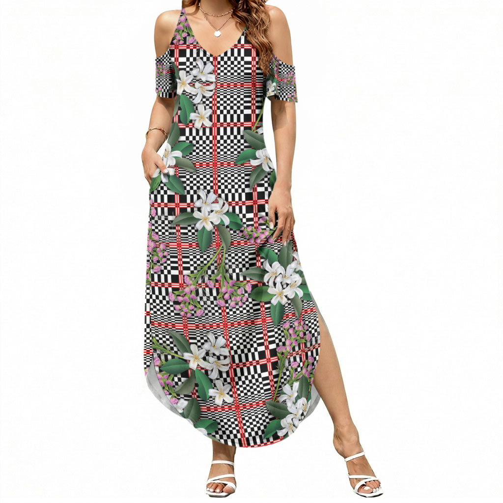 Red Binakol Motifs With Jasminum Sambac Summer Maxi Dress Mabuhay Philippines Festival DT05 Women Red - Polynesian Pride