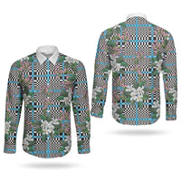 Blue Binakol Motifs With Jasminum Sambac Couples Matching Summer Maxi Dress and Long Sleeve Button Shirt Mabuhay Philippines Festival DT05 - Polynesian Pride