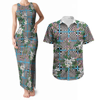 Blue Binakol Motifs With Jasminum Sambac Couples Matching Tank Maxi Dress and Hawaiian Shirt Mabuhay Philippines Festival DT05 Blue - Polynesian Pride