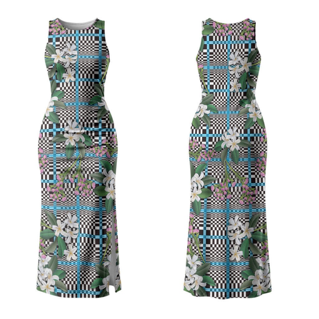 Blue Binakol Motifs With Jasminum Sambac Couples Matching Tank Maxi Dress and Hawaiian Shirt Mabuhay Philippines Festival DT05 - Polynesian Pride