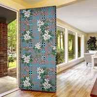Blue Binakol Motifs With Jasminum Sambac Door Cover Mabuhay Philippines Festival DT05 - Polynesian Pride