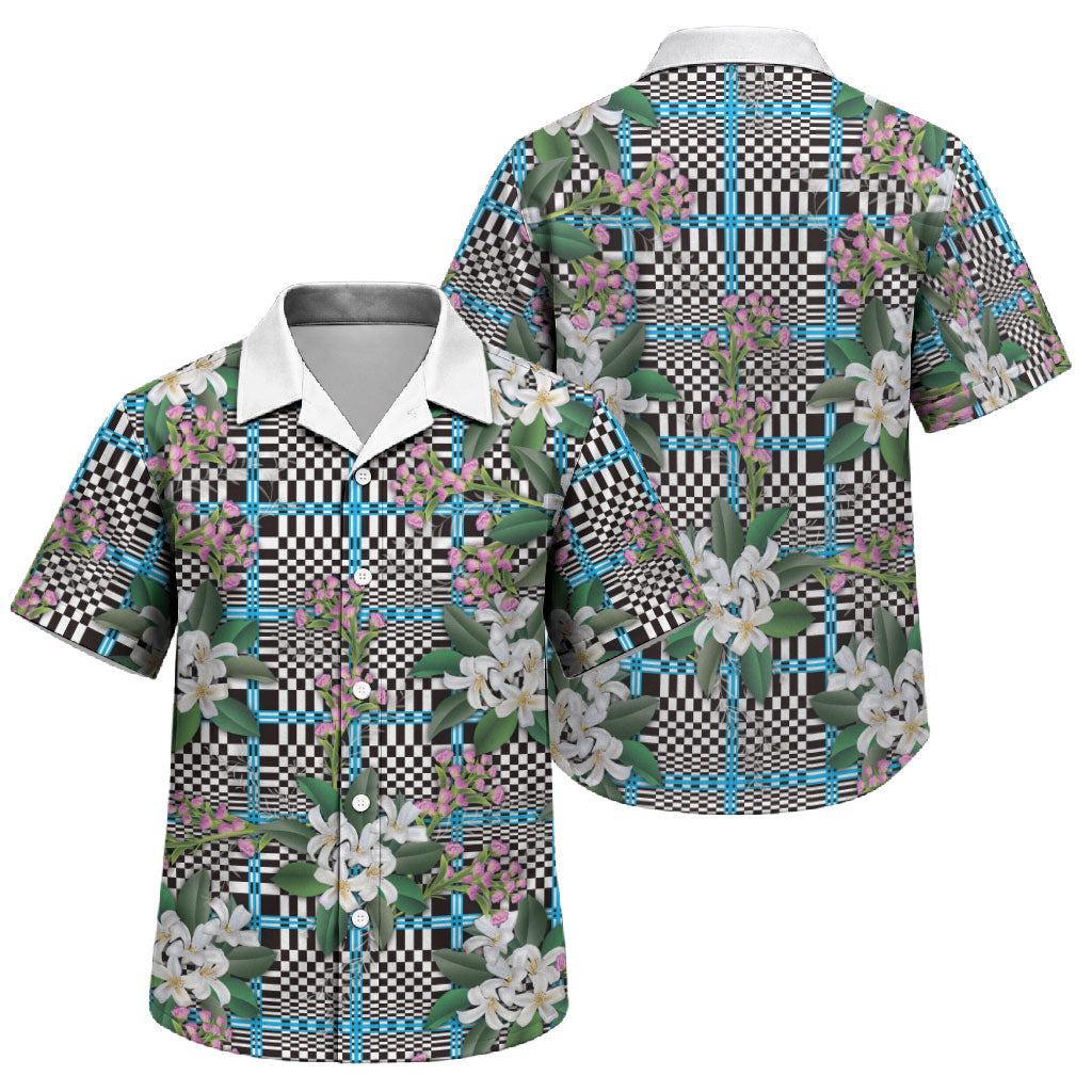 Blue Binakol Motifs With Jasminum Sambac Family Matching Short Sleeve Bodycon Dress and Hawaiian Shirt Mabuhay Philippines Festival DT05 Son's Shirt Blue - Polynesian Pride