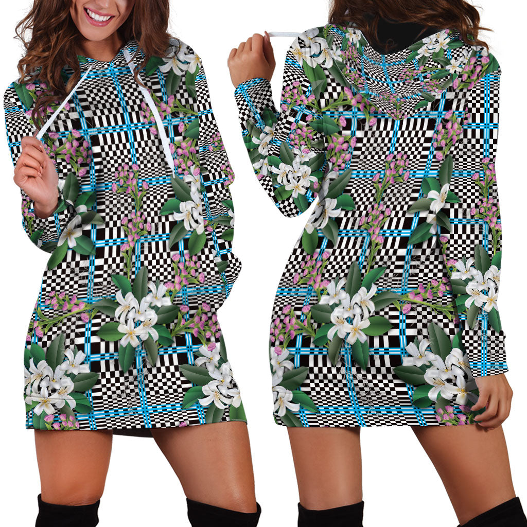 Blue Binakol Motifs With Jasminum Sambac Hoodie Dress Mabuhay Philippines Festival DT05 - Polynesian Pride