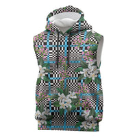 Blue Binakol Motifs With Jasminum Sambac Sleeveless Hoodie Mabuhay Philippines Festival DT05 Blue - Polynesian Pride