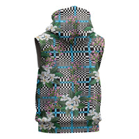 Blue Binakol Motifs With Jasminum Sambac Sleeveless Hoodie Mabuhay Philippines Festival DT05 - Polynesian Pride