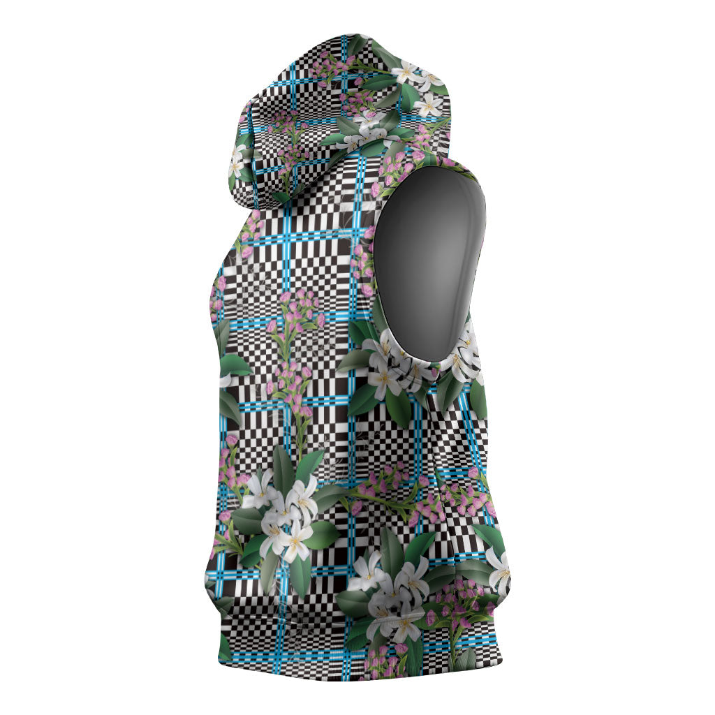 Blue Binakol Motifs With Jasminum Sambac Sleeveless Hoodie Mabuhay Philippines Festival DT05 - Polynesian Pride