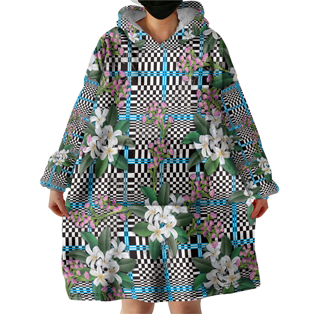 Blue Binakol Motifs With Jasminum Sambac Wearable Blanket Hoodie Mabuhay Philippines Festival DT05 - Polynesian Pride