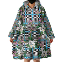Blue Binakol Motifs With Jasminum Sambac Wearable Blanket Hoodie Mabuhay Philippines Festival DT05 - Polynesian Pride