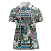 Blue Binakol Motifs With Jasminum Sambac Women Polo Shirt Mabuhay Philippines Festival DT05 Female Blue - Polynesian Pride