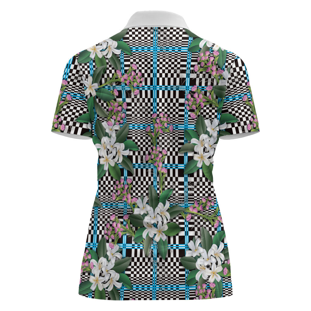 Blue Binakol Motifs With Jasminum Sambac Women Polo Shirt Mabuhay Philippines Festival DT05 - Polynesian Pride