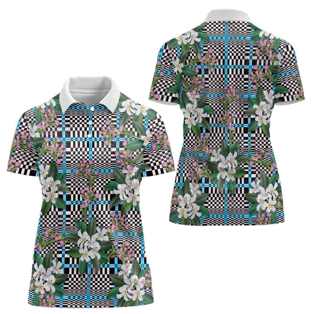 Blue Binakol Motifs With Jasminum Sambac Women Polo Shirt Mabuhay Philippines Festival DT05 - Polynesian Pride