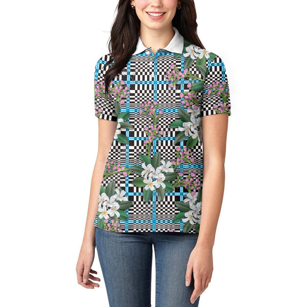 Blue Binakol Motifs With Jasminum Sambac Women Polo Shirt Mabuhay Philippines Festival DT05 - Polynesian Pride