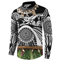 Polynesia Maui Black Tattoo Inspired Button Sweatshirt Tropical Leaf Skirt Costume DT05 - Polynesian Pride