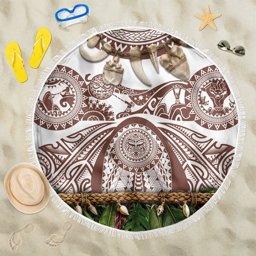 Polynesia Maui Umber Tattoo Inspired Beach Blanket Tropical Leaf Skirt Costume DT05 One Size 150cm Brown - Polynesian Pride