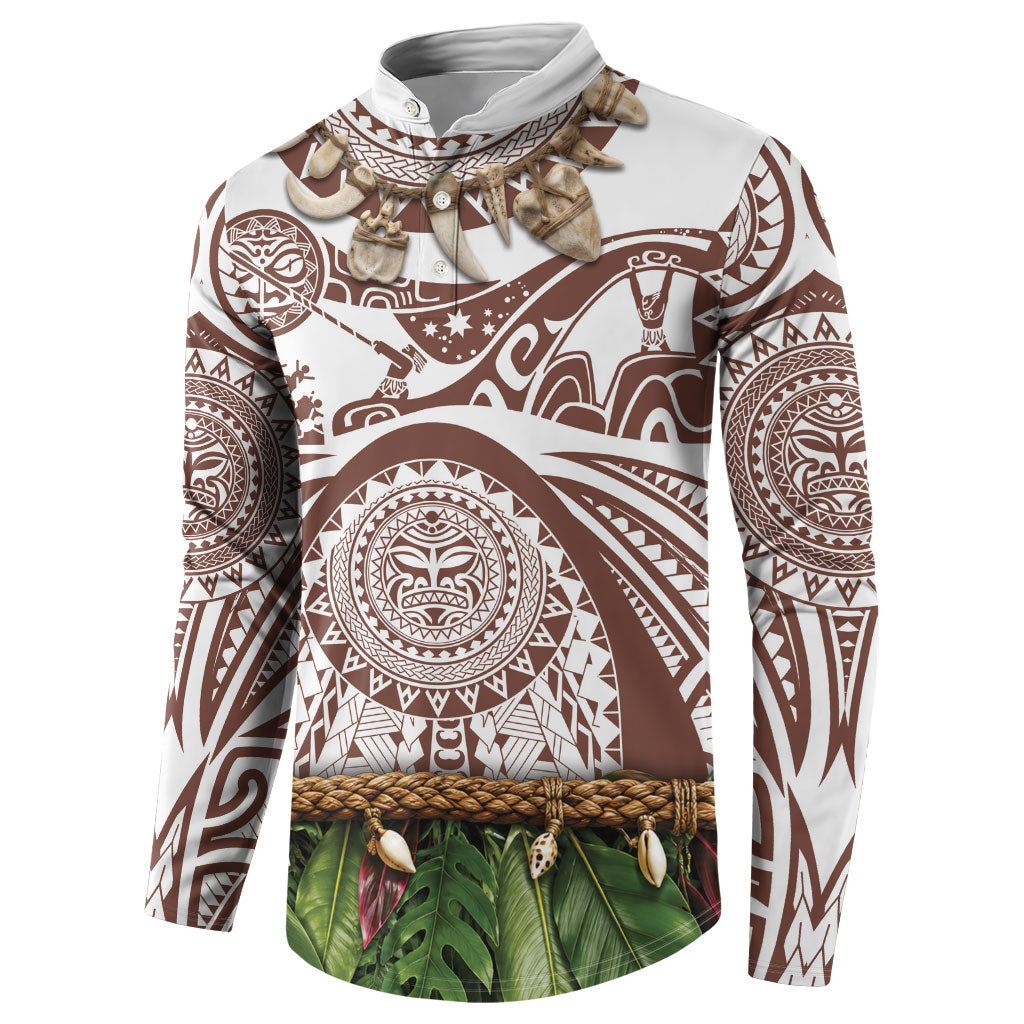 Polynesia Maui Umber Tattoo Inspired Button Sweatshirt Tropical Leaf Skirt Costume DT05 - Polynesian Pride