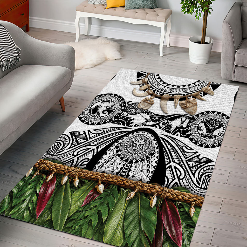 Polynesia Maui White Tattoo Inspired Area Rug Tropical Leaf Skirt Costume DT05 - Polynesian Pride