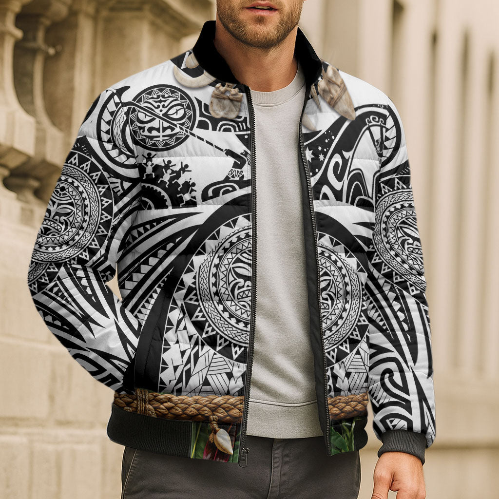 Polynesia Maui White Tattoo Inspired Bomber Puffer Jacket Tropical Leaf Skirt Costume DT05 - Polynesian Pride