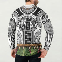 Polynesia Maui White Tattoo Inspired Button Sweatshirt Tropical Leaf Skirt Costume DT05 - Polynesian Pride