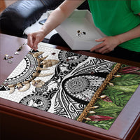 Polynesia Maui White Tattoo Inspired Puzzle Tropical Leaf Skirt Costume DT05 - Polynesian Pride