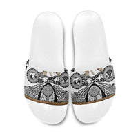 Polynesia Maui White Tattoo Inspired Slide Sandals Tropical Leaf Skirt Costume DT05 White - Polynesian Pride