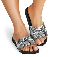 Polynesia Maui White Tattoo Inspired Slide Sandals Tropical Leaf Skirt Costume DT05 - Polynesian Pride