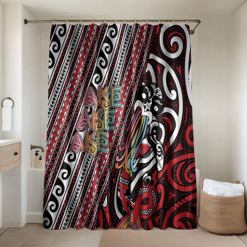 Maori Language Week Bathroom Set Ake Ake Ake Tribal Patterns DT05 Shower Curtain Only Red - Polynesian Pride