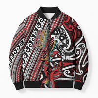 Personalised Maori Language Week Bomber Puffer Jacket Ake Ake Ake Tribal Patterns DT05 Unisex Red - Polynesian Pride