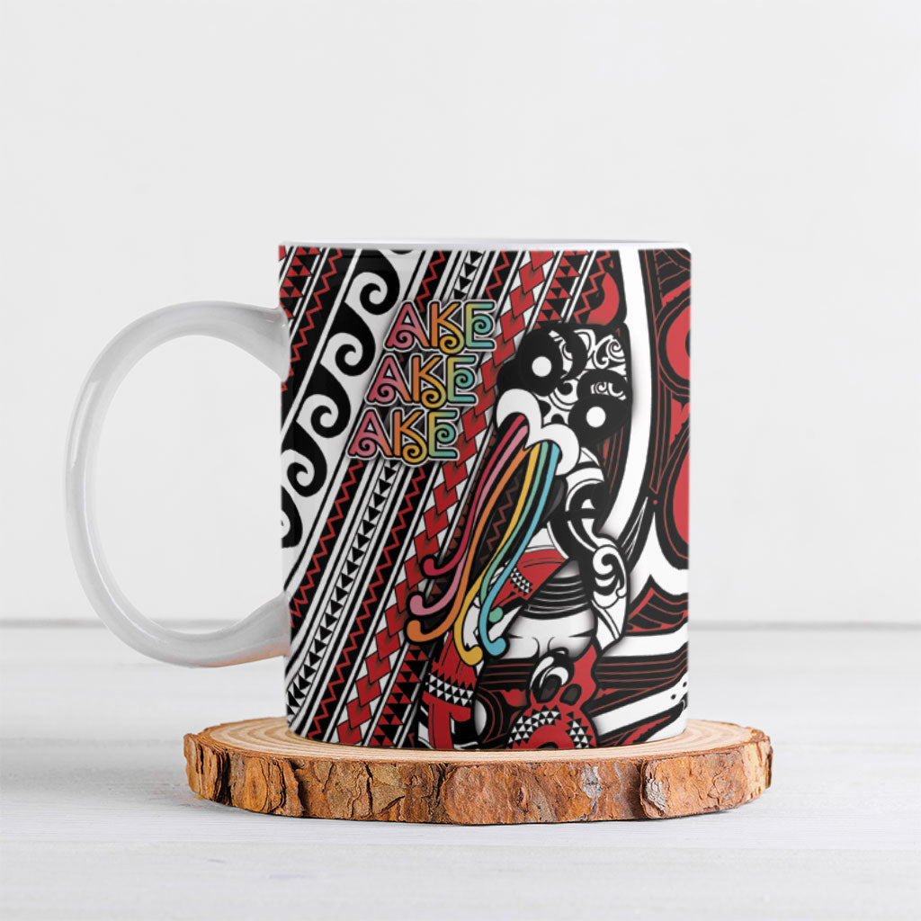 Personalised Maori Language Week Ceramic Mug Ake Ake Ake Tribal Patterns DT05 Red - Polynesian Pride