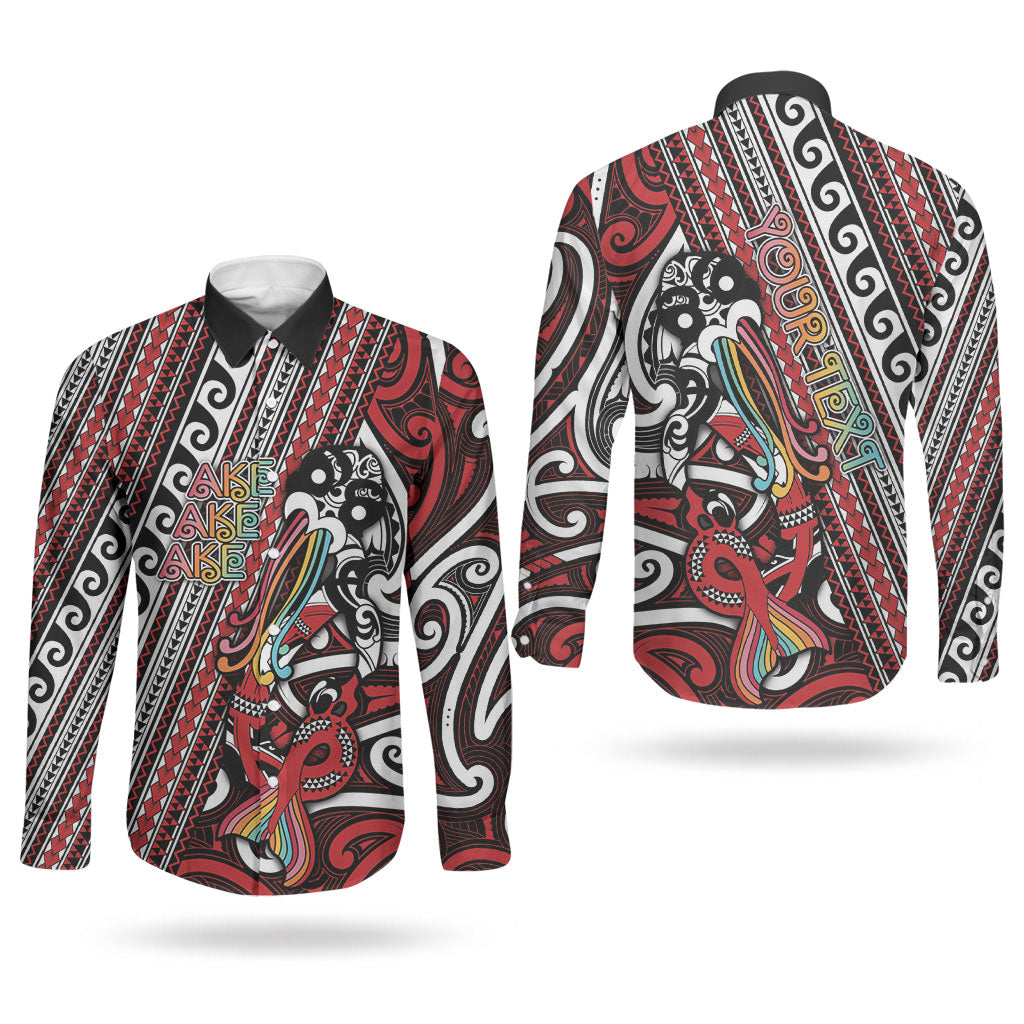 Personalised Maori Language Week Couples Matching Mermaid Dress and Long Sleeve Button Shirt Ake Ake Ake Tribal Patterns