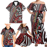 Personalised Maori Language Week Family Matching Off Shoulder Maxi Dress and Hawaiian Shirt Ake Ake Ake Tribal Patterns DT05 - Polynesian Pride