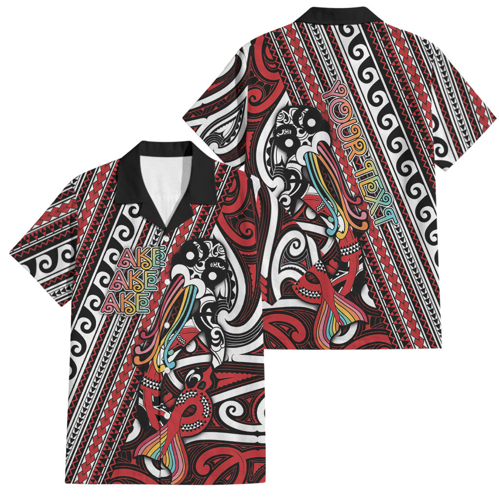 Personalised Maori Language Week Family Matching Off Shoulder Short Dress and Hawaiian Shirt Ake Ake Ake Tribal Patterns DT05 Dad's Shirt - Short Sleeve Red - Polynesian Pride