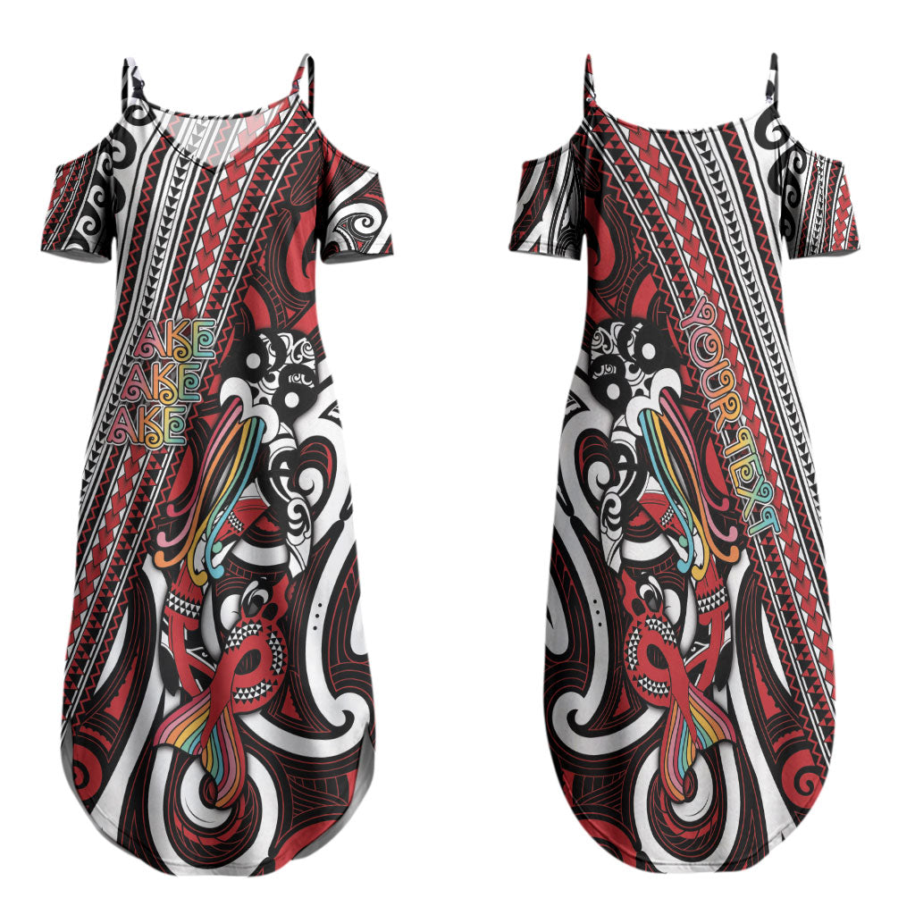 Personalised Maori Language Week Family Matching Summer Maxi Dress and Hawaiian Shirt Ake Ake Ake Tribal Patterns DT05 Mom's Dress Red - Polynesian Pride