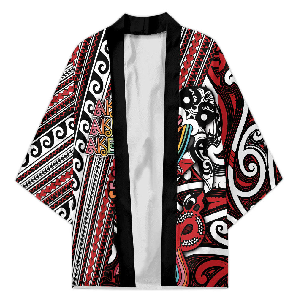 Personalised Maori Language Week Kimono Ake Ake Ake Tribal Patterns DT05 Unisex Red - Polynesian Pride
