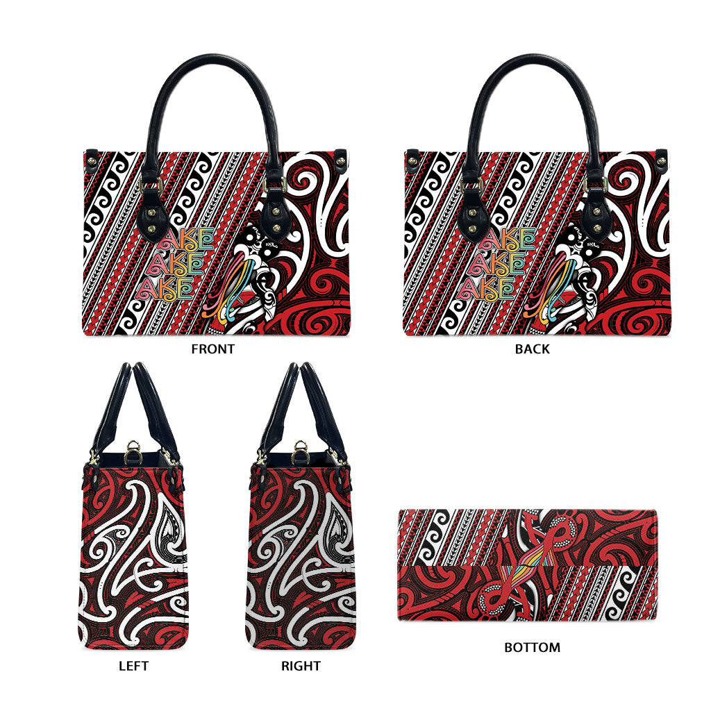 Maori Language Week Leather Bag Ake Ake Ake Tribal Patterns DT05 - Polynesian Pride