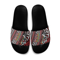 Maori Language Week Slide Sandals Ake Ake Ake Tribal Patterns DT05 Red - Polynesian Pride