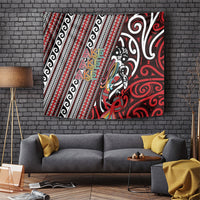 Maori Language Week Tapestry Ake Ake Ake Tribal Patterns DT05 Red - Polynesian Pride