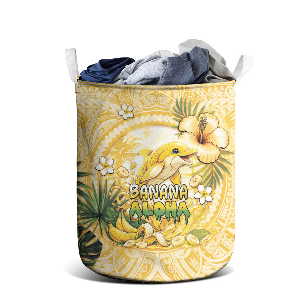 Hawaii Banana Dolphin Laundry Basket Cute Cosplay Naiʻa Fish Tribal Patterns DT05 - Polynesian Pride