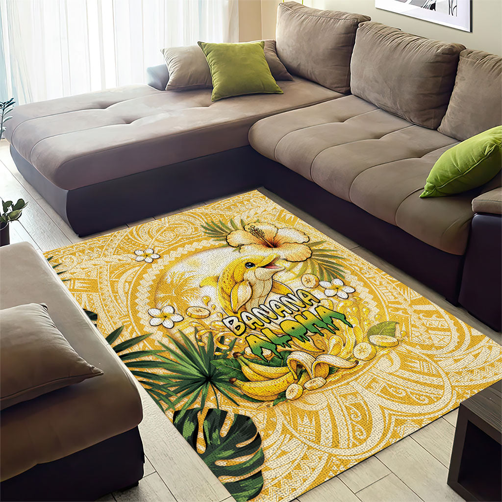 Hawaii Banana Dolphin Area Rug Cute Cosplay Naiʻa Fish Tribal Patterns DT05 - Polynesian Pride