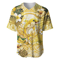 Hawaii Banana Dolphin Baseball Jersey Cute Cosplay Naiʻa Fish Tribal Patterns DT05 Yellow - Polynesian Pride