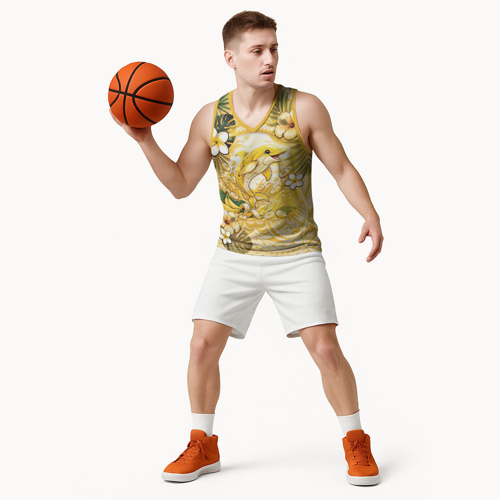 Hawaii Banana Dolphin Basketball Jersey Cute Cosplay Naiʻa Fish Tribal Patterns DT05 - Polynesian Pride